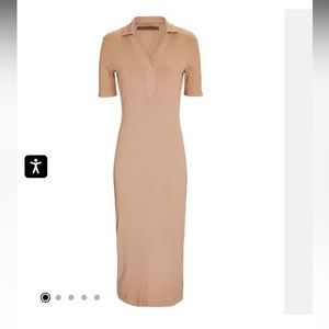 ENZA COSTA Rib Knit Midi Polo Dress